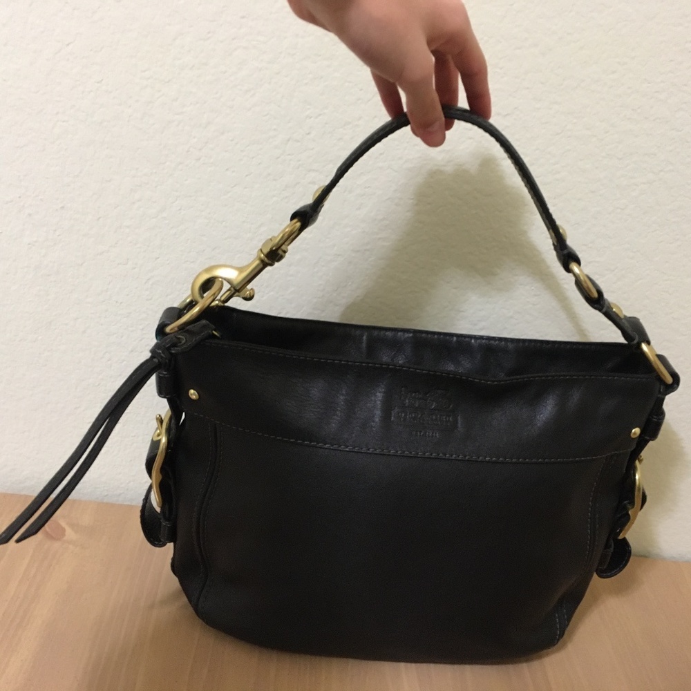 Coach Zoe Handbag Black Leather Hobo Bag